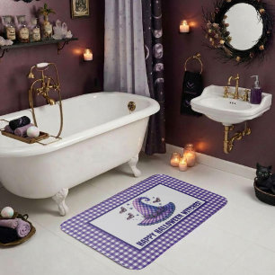 Paarse Gingham Halloween Heksenhoed Welkom Badmat