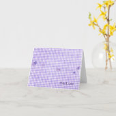 paarse gingham met bloemen bedankt kaart (Gele Bloem)