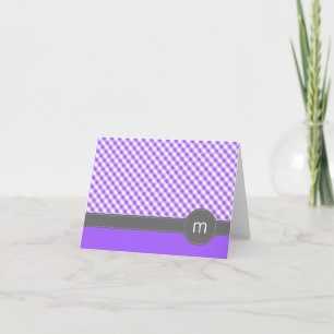 Paarse Gingham Patroon Gevouwen Nota Kaarten
