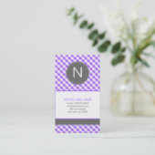 Paarse Gingham Pattern Monogram Calling Cards Contactkaartje (Staand voorkant)