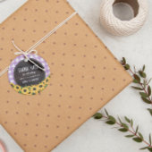 Paarse Gingham & Sunflower Baby-Q Shower Dank je Bedankjes Labels