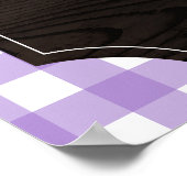 Paarse Gingham Sunflower Monogram Momosa Bar Poster (Hoek)