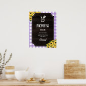 Paarse Gingham Sunflower Monogram Momosa Bar Poster (Keuken)