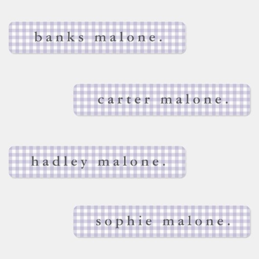 Paarse Gingham Waterdichte Naam Labels (Groep)