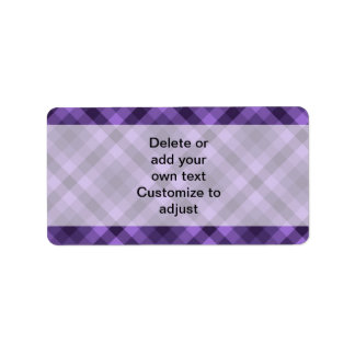 Paarse ginghampatroon etiket