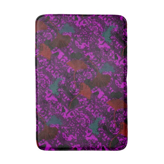 Paarse Ginkgo Grunge Bath Mat (Voorkant Verticaal)