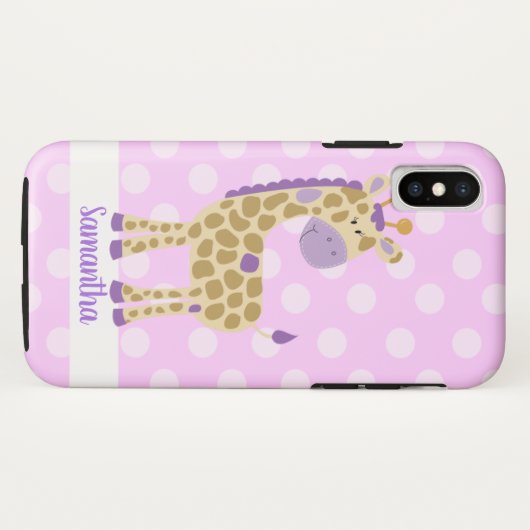 Paarse Giraffe Aangepaste mobiele telefoontas Case-Mate iPhone Case (Achterkant (horizontaal))