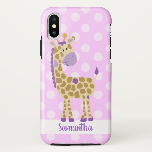 Paarse Giraffe Aangepaste mobiele telefoontas Case-Mate iPhone Case (Achterkant)
