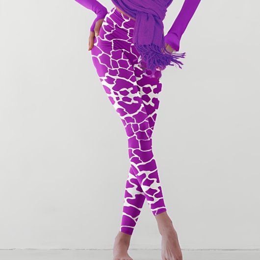 Paarse Giraffe afdrukken Leggings