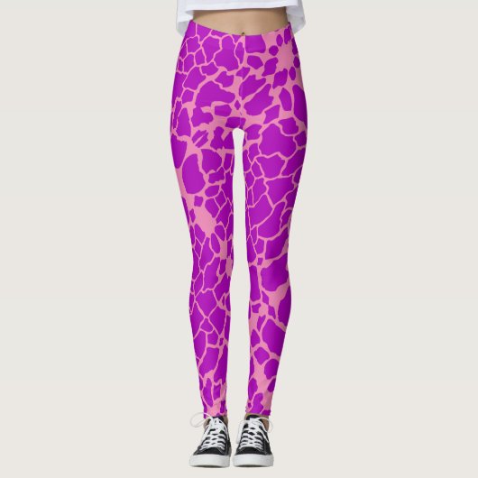 Paarse Giraffe afdrukken Leggings (Voorkant)