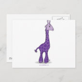 Paarse giraffe briefkaart (Voorkant / Achterkant)