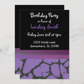 Paarse Giraffe Fur Pattern Birthday Kaart (Voorkant / Achterkant)