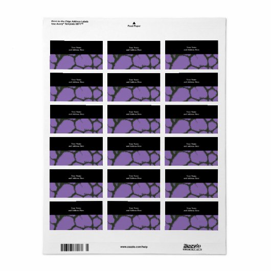 Paarse Giraffe Fur Pattern Etiket (Full Sheet)