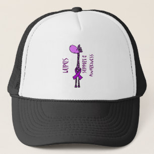 Paarse Giraffe voor Lupus Support Trucker Pet