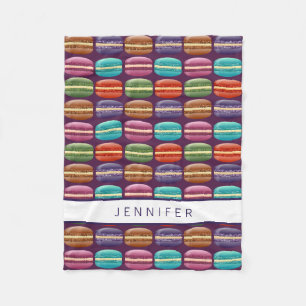 Paarse Girly Glitter Macaron Cookies Fleece Deken