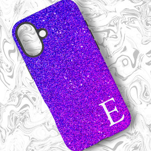Paarse Girly Printed Glitter Stijlvol en Schattige iPhone 16 Plus Hoesje