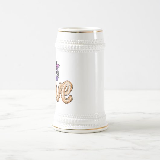 Paarse Girly Sunbril Valentijnsdag Love Bierpul (Center)