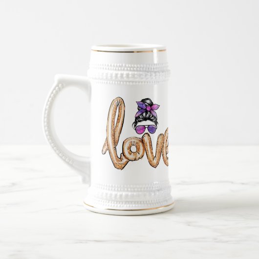 Paarse Girly Sunbril Valentijnsdag Love Bierpul (Links)