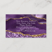 Paarse Glam Glitter Agate Mode Stylist Modern Visitekaartje (Achterkant)