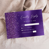 Paarse Glam Glitter Script Bruiloft RSVP Kaart