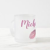 Paarse glam Lips Matglas Koffiemok (Voorkant links)