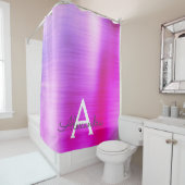 Paarse Glam Metallic Monogram Douchegordijn (In situ)