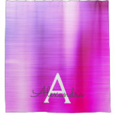 Paarse Glam Metallic Monogram Douchegordijn (Voorkant)