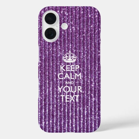 Paarse glamour bewaar kalm met Jouw tekst Case-Mate iPhone Case (Achterkant)