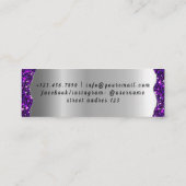 Paarse glanzende ballonnen partij bruiloft glitter mini visitekaartje (Achterkant)