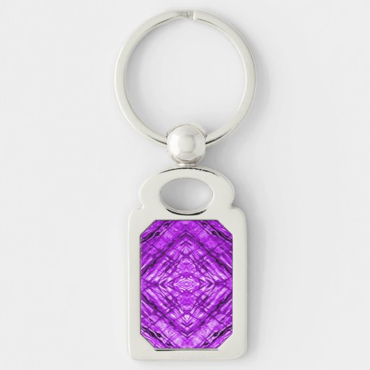 Paarse Glas in lood kaleidoscoop Textuur Sleutelhanger (Voorkant)