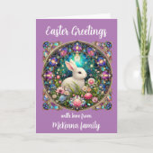 Paarse Glas in lood paashaas Christelijk Feestdagen Kaart (Voorkant)