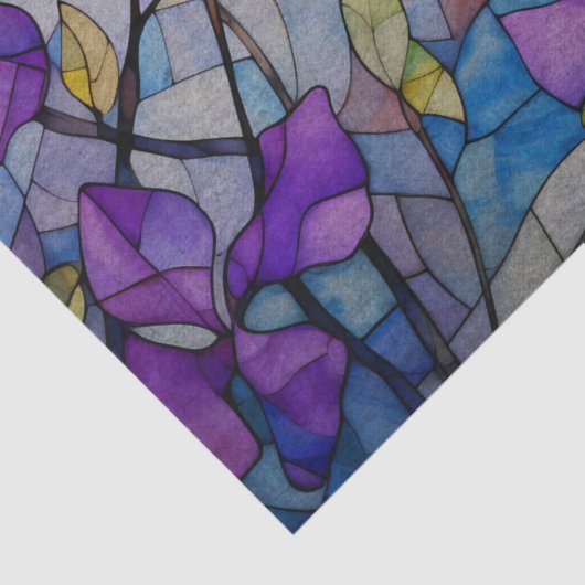 Paarse glasbladeren decoupage tissuepapier (Detail)