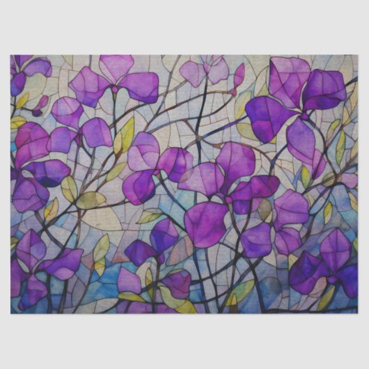 Paarse glasbladeren decoupage tissuepapier (Voorkant)