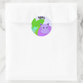 Paarse glimlach Hippo Ronde Sticker (Tas)
