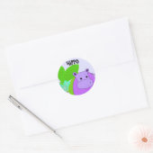 Paarse glimlach Hippo Ronde Sticker (Envelop)