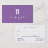 Paarse glimlachende tand tandheelkundige afspraak afsprakenkaartje (Voorkant / Achterkant)