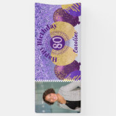 Paarse Glitter 80e Verjaardag & Ballonnen Banner (Verticaal)