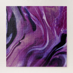 Paarse glitter Abstract gemarmerde acrylverf Legpuzzel