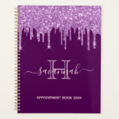 Paarse glitter afspraak boek 2023 monogram planner (Voorkant)