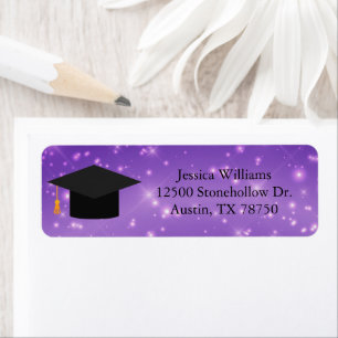 Paarse Glitter Afstudeerfeest Retouradres Etiket