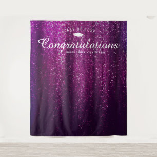 Paarse Glitter Afstudeerfoto booth achtergrond Wandkleed