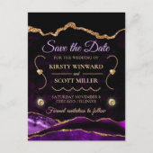 Paarse Glitter Agate en marmer Sla de datum op Briefkaart (Voorkant)