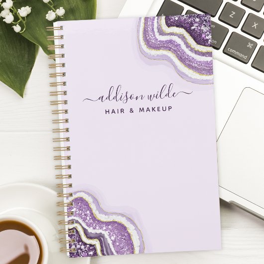 Paarse Glitter Agate gepersonaliseerde zaken Planner