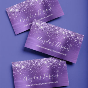 Paarse Glitter Amethyst Folie Online Winkel Visitekaartje