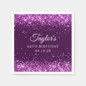 Paarse Glitter Aubergine 60e Verjaardag Servet (Voorkant)