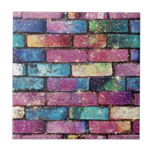 Paarse Glitter Baksteenpatroon Tegeltje