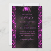 Paarse Glitter Black Wedding Invitation Sjabloon (Voorkant)