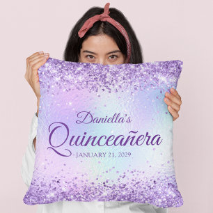 Paarse Glitter Bleke Iriserende Quinceanera Kussen