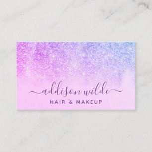 Paarse Glitter Blue Modern Makeup Artiest Visitekaartje