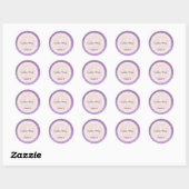 Paarse Glitter & Blush Pink Weddenschap Monogram Ronde Sticker (Vel)